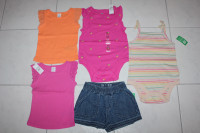 NEW GIRLS SIZE 18-24 MONTHS, 4 TOPS AND 1 JEAN SHORT