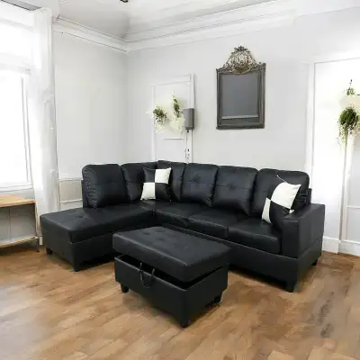 New Comfort Sectional Sofa With Storage Ottoman Amazing Sale, View more