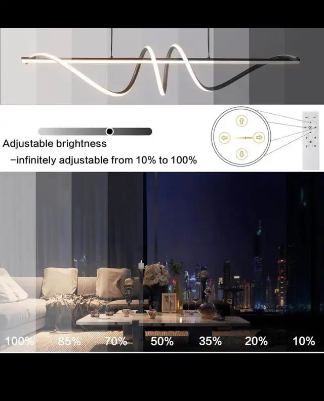 Black Modern Chandelier, Anti-Glare LED Chandelier L47.2” Pendan in Indoor Lighting & Fans in Hamilton - Image 6