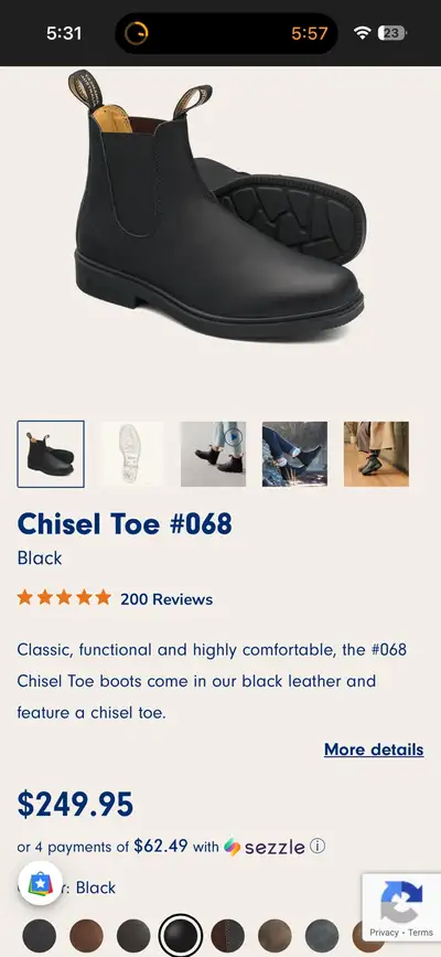 Blundstone chisel toe Boots, 7.5 us womens , View more