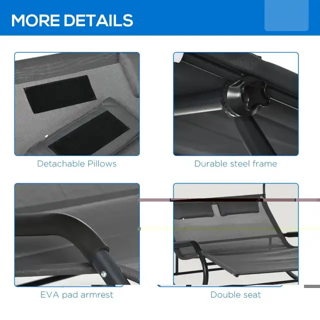 Patio Outdoor Bed, Outdoor Chaise Sun Lounger for Two Person wit in Patio & Garden Furniture in Markham / York Region - Image 6