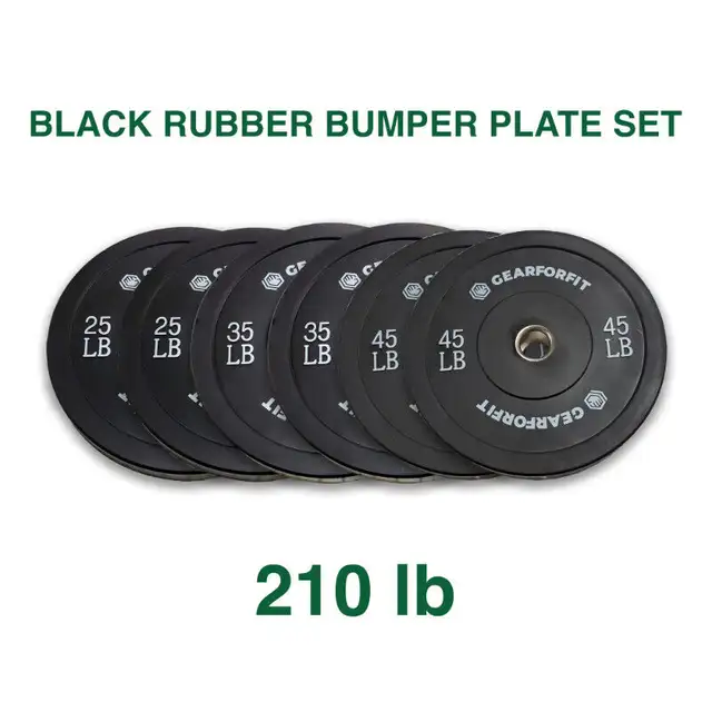 210 LB BLACK RUBBER BUMPER PLATE SET in Other in City of Montréal - Image 2
