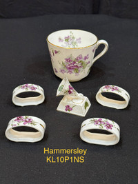 Purple Victorian Violets huge mug & 4 napkin rings Hammersley 