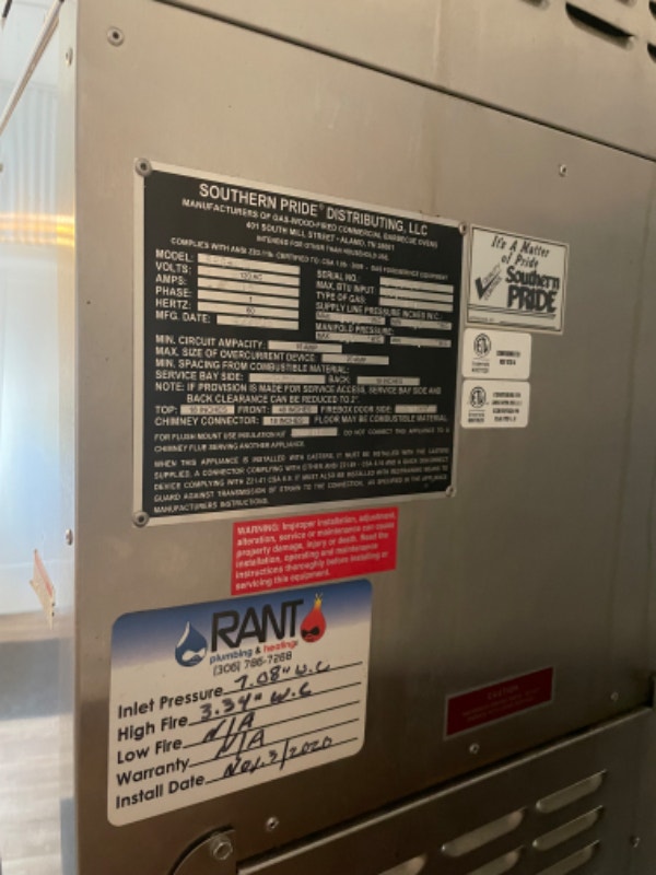 Souther Pride SRG400 Natural Gas Commercial Smoker Industrial