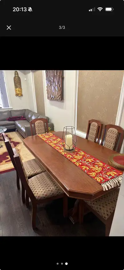 Solid Wood Dining Table with Six Chairs, View more