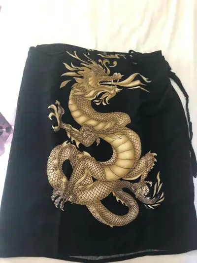Black and Gold Dragon Wrap Skirt one size fits all, View more
