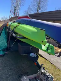 2 x Sit atop Kayaks, 1 x canoe with trailer and accessories