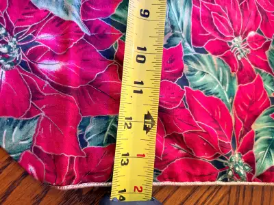 Poinsettia Print Round Christmas Tablecloth, View more