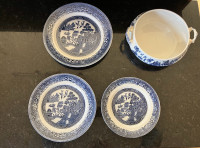 Blue Willow plates & serving dishes
