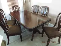 Dining Table- 6 Chairs- Leaf-Hardwood-Exc. Cond.-Smoke Free Home