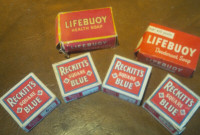 4 Reckitt's Packages in Box, Square Blue, Montreal/Britain