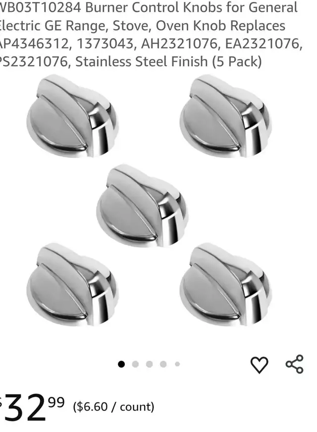 WB03T10284 Burner Control Knobs for General Electric GE Range, S in Stoves, Ovens & Ranges in Markham / York Region - Image 6