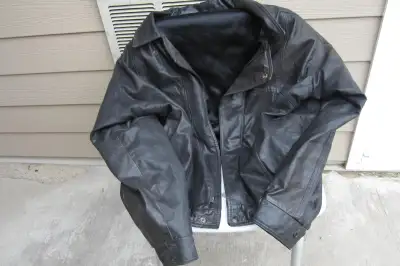 Leather motorcycle jacket(44) and gloves -removable thinsulate liners.All in good condition. 306 924...