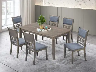 NEW- 7 PC Antique Modern Dining Table Set- Excellent Quality, View more