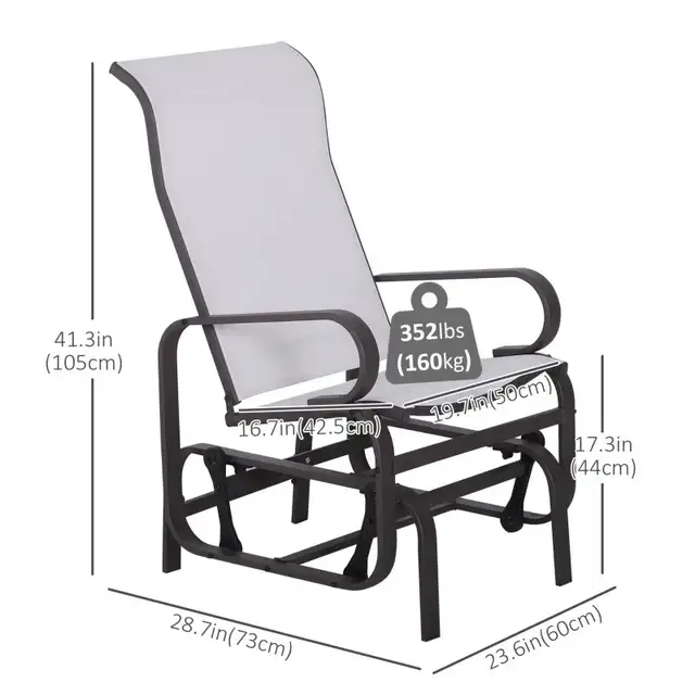 Outdoor Mesh Glider Swing Chair. Brown Beige Color. in Patio & Garden Furniture in Markham / York Region - Image 3
