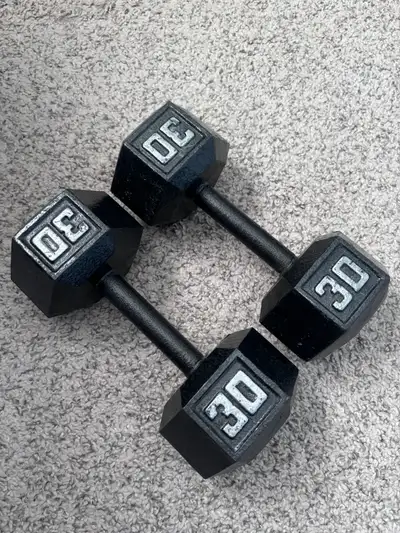 Hi, I have 30 lb weight dumbbells for sale. If interested please text me 226-600-0236. Thanks!
