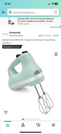 KitchenAid 5-Speed Ultra Power Hand Mixer in Ice Blue