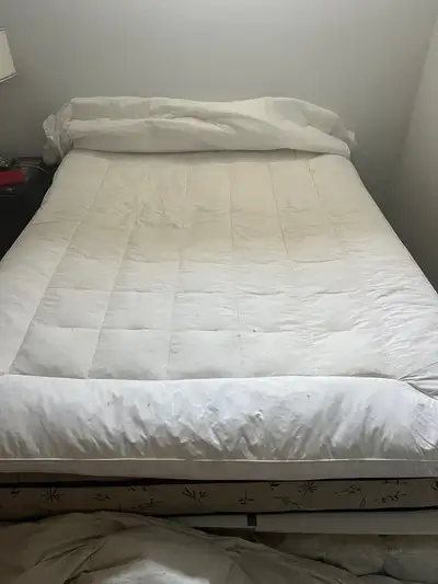 63”by 80” queen white duck feathers bed