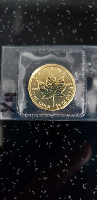 1/4 oz 24k pure gold Maple Leaf coin