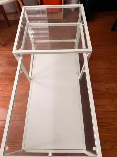 White Metal and Glass Nesting Coffee Table, View more