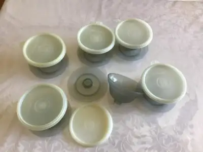 -6 coupes à dessert usagées $9.00 -Le Marinadier 1.1 litre - 40 on usagés. $8.00