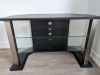Elegant Steel and Glass TV Stand