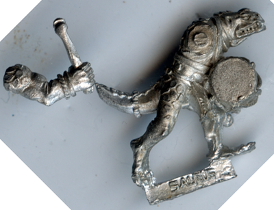 Please see image of ONE (1) "LIZARD MAN SAURUS MUSICIAN " cast in metal by Citadel miniatures.. Mini...