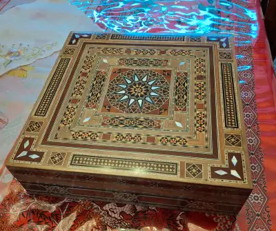 DAMASCUS WOODEN MOTHER OF PEARL INLAY JEWELLERY BOX, View more