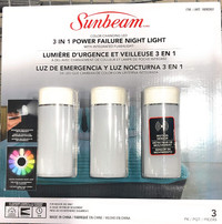 New in Pack Sunbeam 3in 1 Power Failure Night Light w/Flashlight