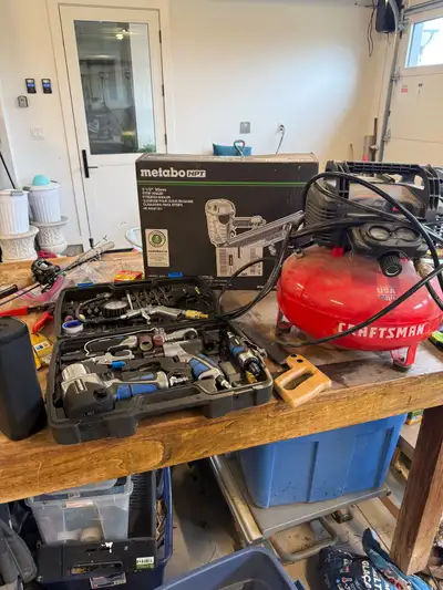 Compressor and Air Tools, and nailer (unused), View more