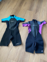 2 Wetsuits, shorty style for sale