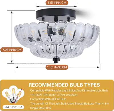 FHKLZCI Mid-Century Black Glass Ceiling Light – Modern Vintage F, View more