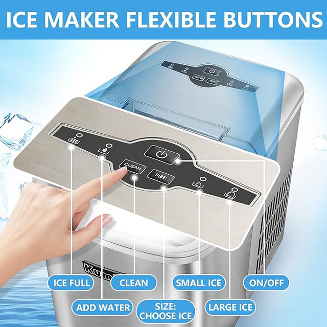 Ice Makers Countertop, KUMIO Stainless Steel Ice Machine 2.1L, 3 in Arts & Collectibles in Markham / York Region - Image 2