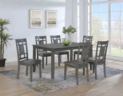 Elegant Grey 6-Seater Dining Table Set for Sale, View more