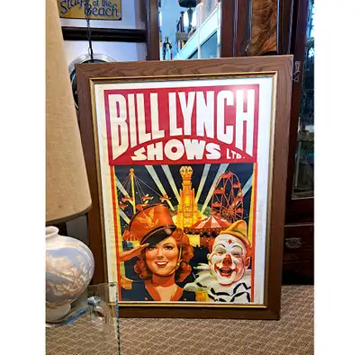 VINTAGE CIRCUS POSTER- LARGE 4X3 FRAMED LITHO- BILL LYNCH SHOWS, View more