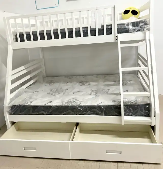 Lit Superposé B-117-Simple-Double  (Blanc, Gris , Expresso) !!! in Beds & Mattresses in City of Montréal - Image 4