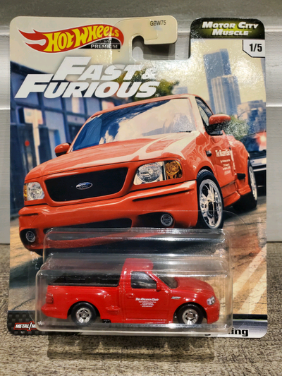 BNIB GJR68 1:64 Diecast Hot Wheels Premium Fast & Furious Ford F-150 SVT Lightning Red The Fast and...