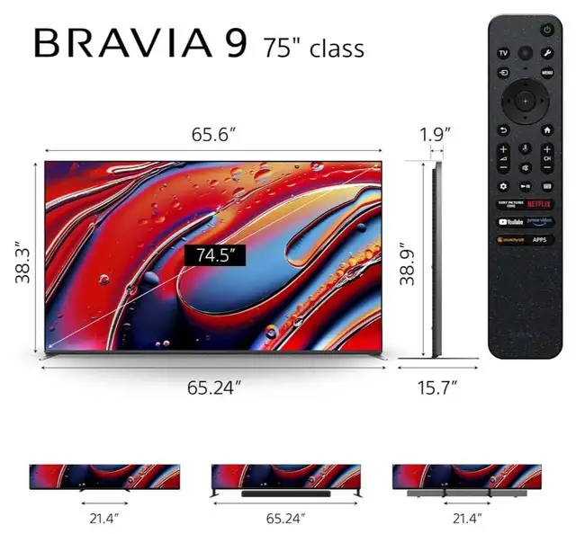 Sony 75 Inch Mini LED QLED 4K Ultra HD TV BRAVIA 9 Smart Google in TVs in Mississauga / Peel Region - Image 3