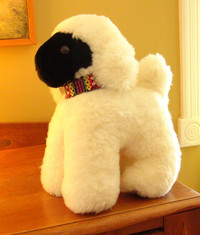 Stuffed Sheepskin Lamb w Firm Stuffing, Tribal Collar