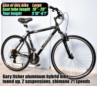 Garyfisher hybrid bike bicycle, large aluminum frame, 21 speeds