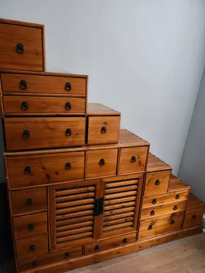 Reduced Price-Solid Wood Japanese Tansu Stepped Chest-$1000, View more