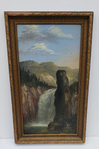 Oil Painting Framed Art Waterfall Scene