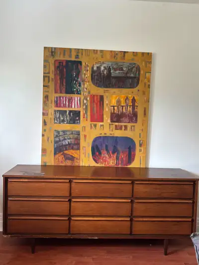 Beautiful authentic MCM credenza / dresser with 9 drawers. Has some water marks and chipping that ca...