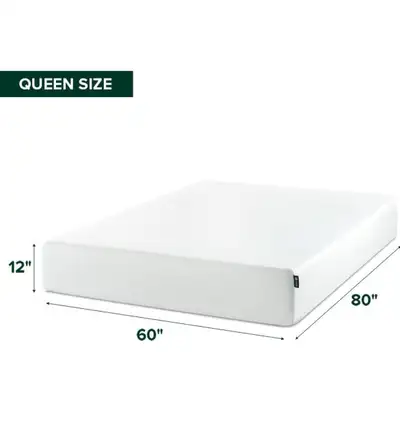 Zinus Queen Mattress 12 inch like new , View more