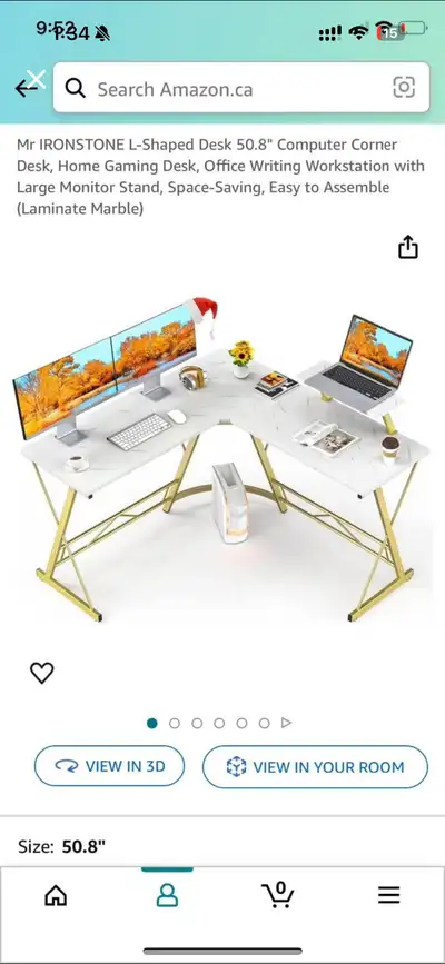 Modern White Gold Work Desk- L shaped – Great Condition, View more