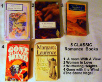 5 books  Classics Fiction romance famous authors all 5 $25,