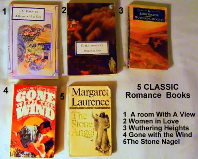 5 books  Classics Fiction romance famous authors all 5 $25,, View more