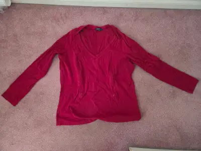 Red long sleeve maternity shirt, View more