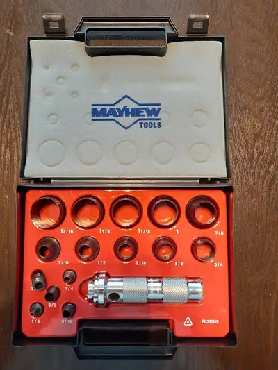 Mayhew Tools 66000 Hollow Punch set, 16-Piece Set, Black SAE, View more