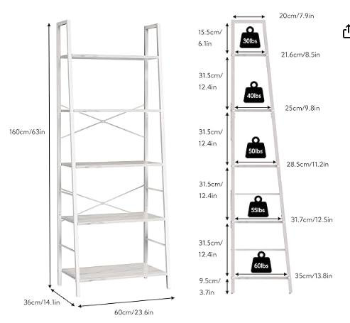 Bookshelf Ladder Shelf 5 Tier Bookcase (Marble) in Bookcases & Shelving Units in Mississauga / Peel Region - Image 2